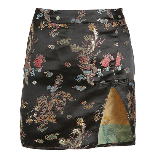 autumn and winter new European and American cross-border foreign trade women's Chinese style retro embroidery skirts sizzling explosions