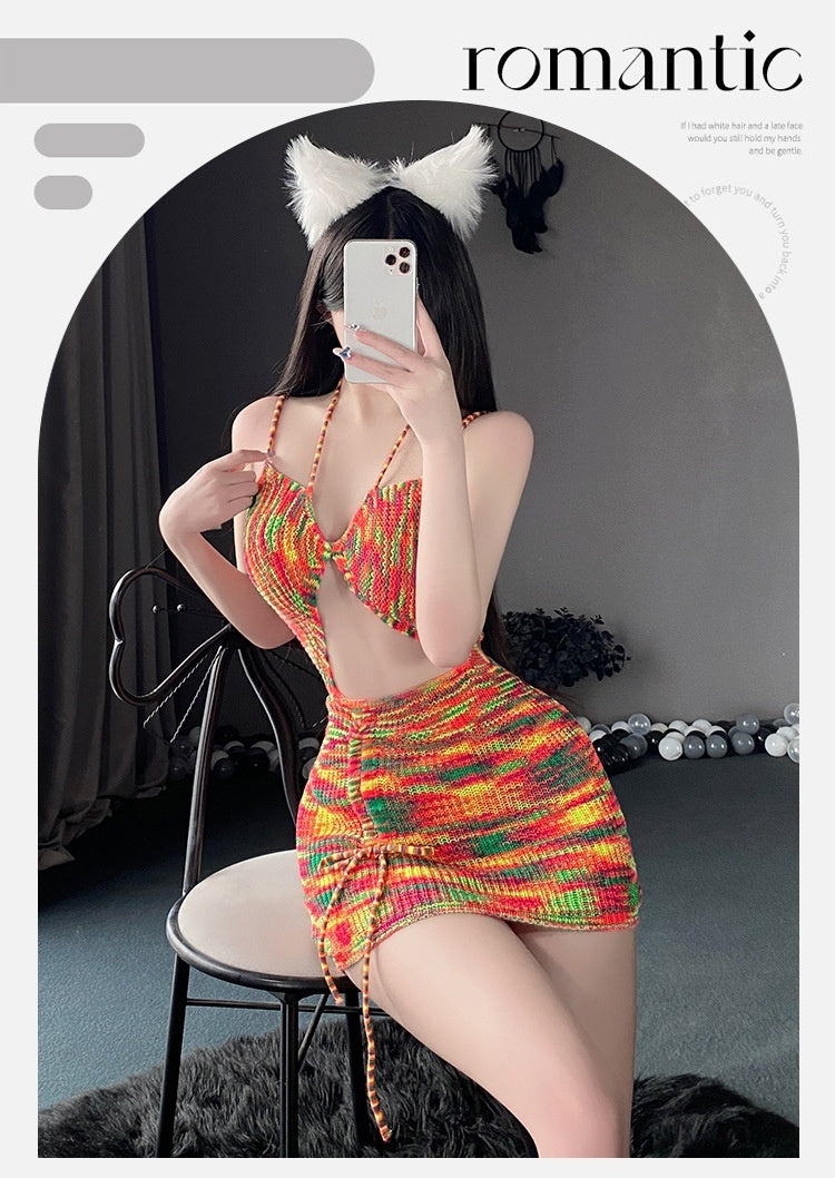 Female Backless Sweater Pajamas Skirts