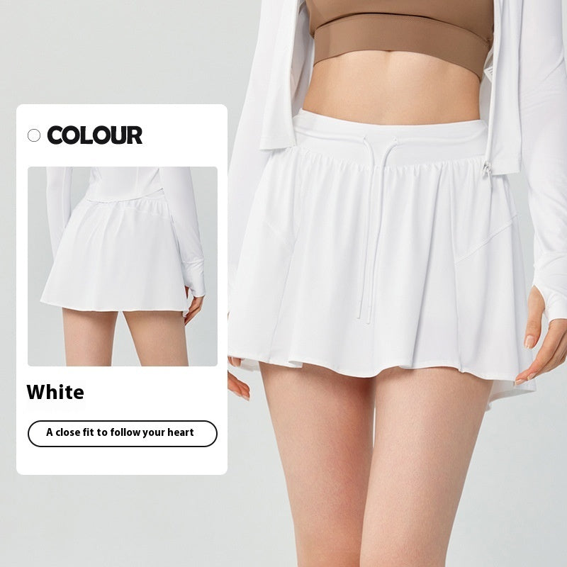 Ice-sensitive UV Protection Yoga Skirts Fake Two-piece Anti-exposure Sports All-match